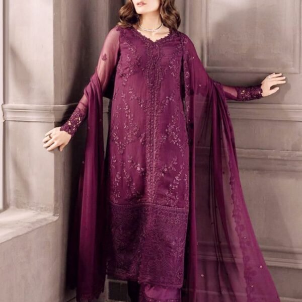Chiffion Embroidered Sequence Unstitced 3pc