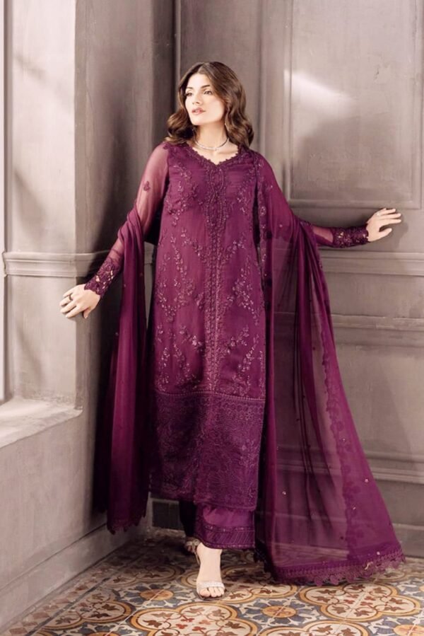 Chiffion Embroidered Sequence Unstitced 3pc