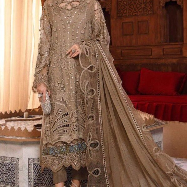 organza embroidered & hand work unstitced 3pc